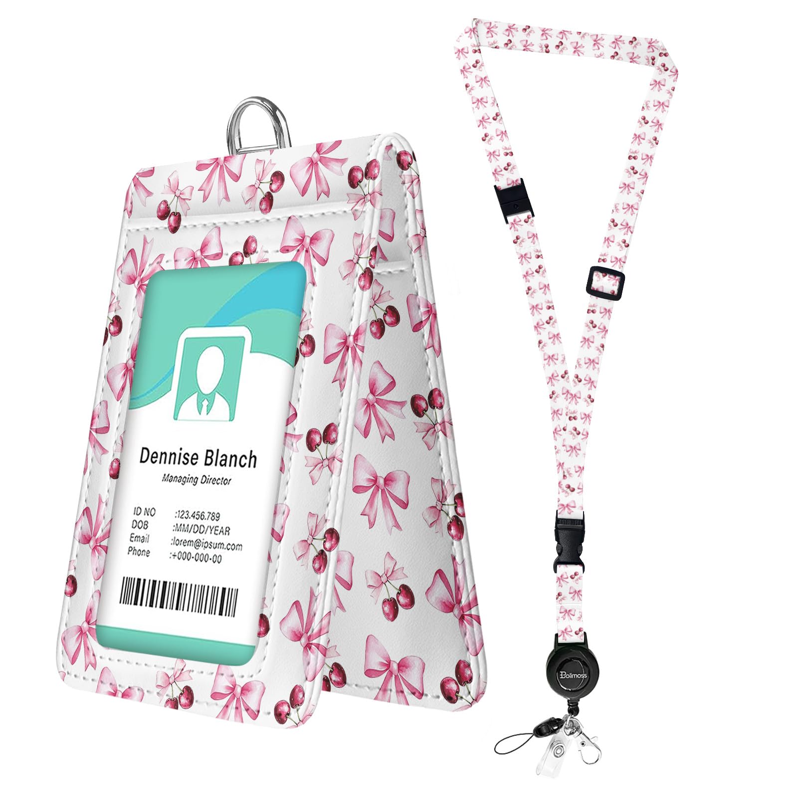 Susaid Cute Polar Bear Print ID Badge Holder With Double-Sided Windows - View #5