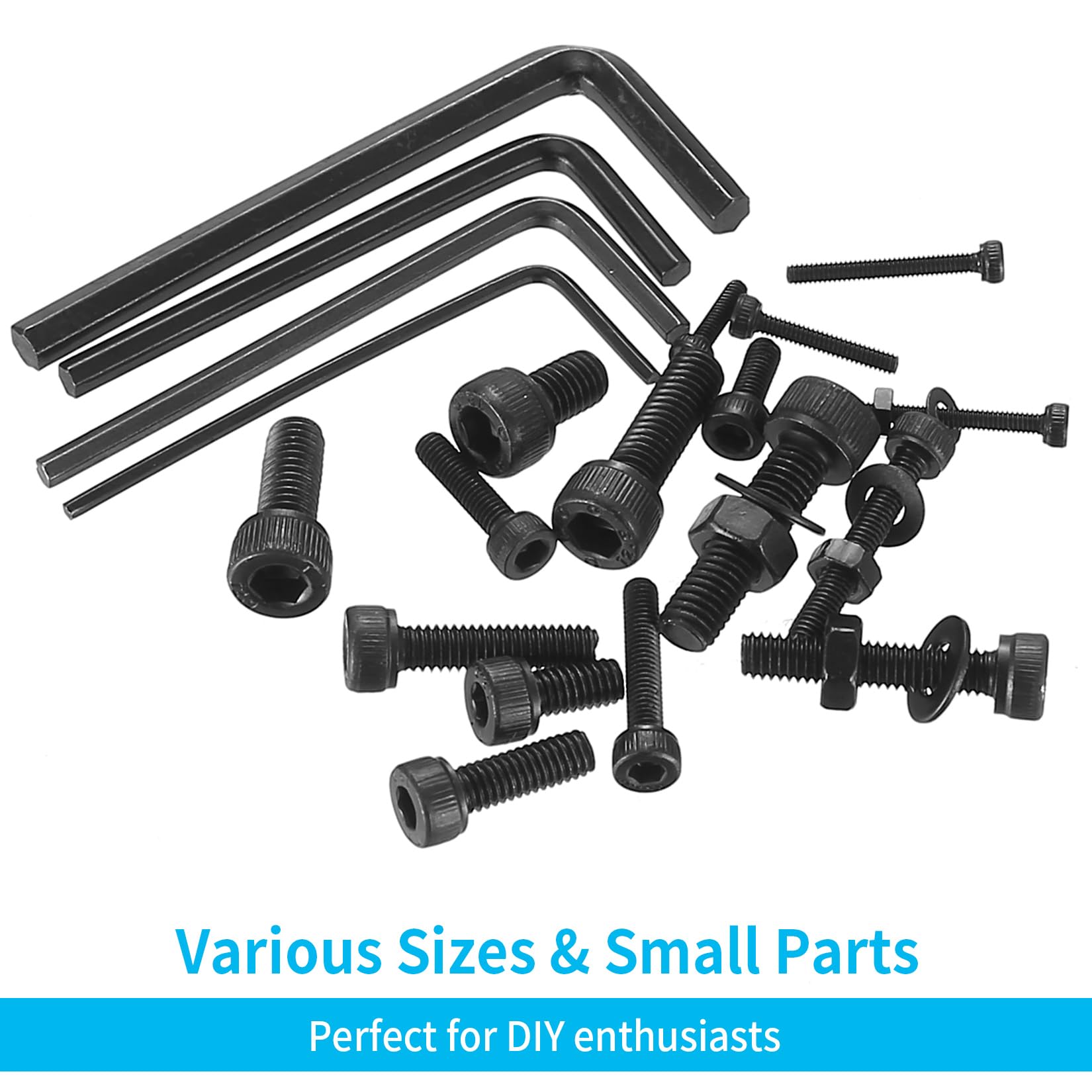 750 Stk M2 schroeven set, cilinderschroeven moeren sets, klein zwart zeskantschroeven set en sluitringen, inbusschroeven met moeren, machineschroeven assortiment