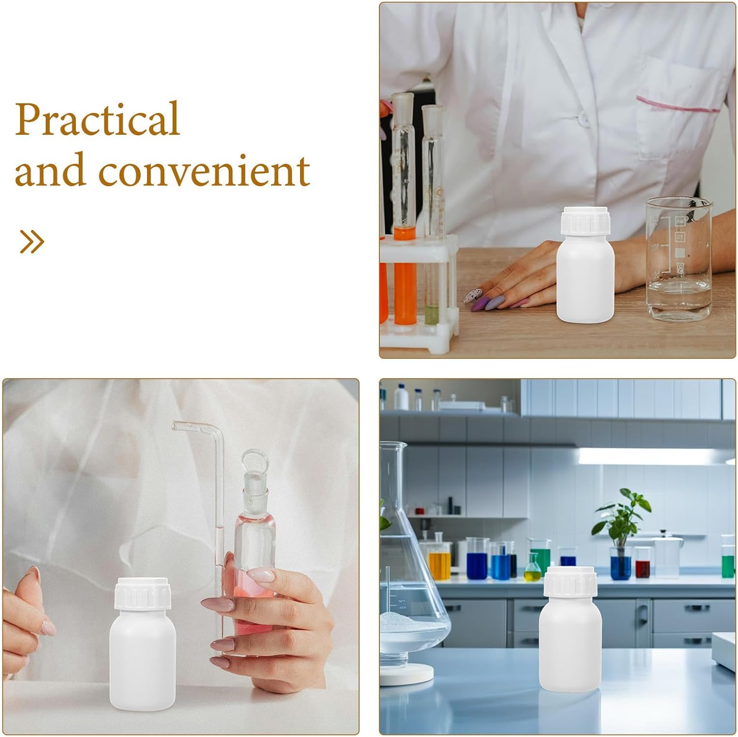 10pcs Ml Fluorinated Hdpe Lab Reagent Bottle with Wide Mouth and Easy Stacking, Chemical Solvent Compatible Storage Container for Laboratory Sample Storage