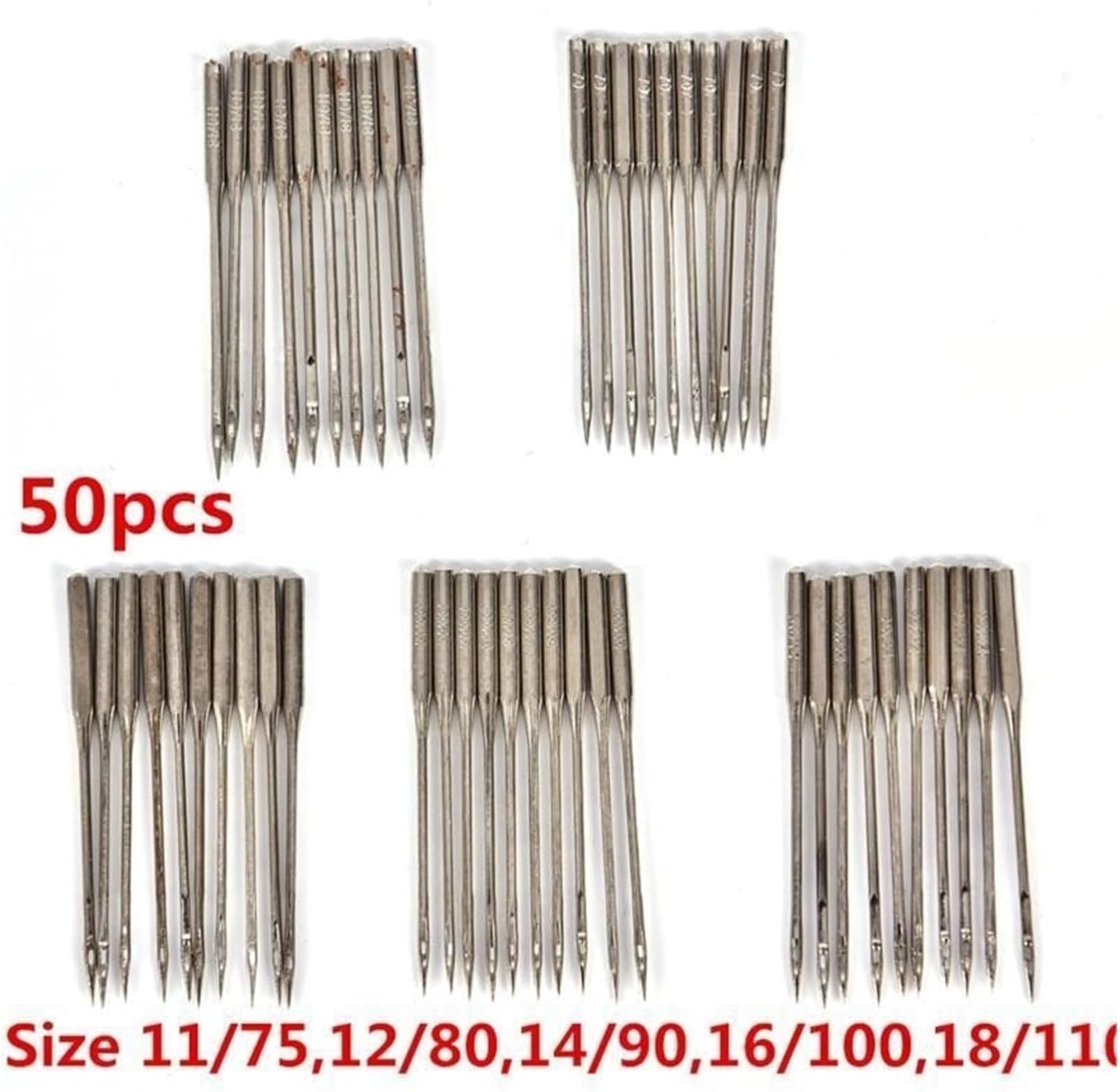 SBTRKT 50Pcs Household Sewing Machine Needles 11/75,12/80,14/90,16/100,18/110 Home Sewing Needle DIY Sewing Accessories