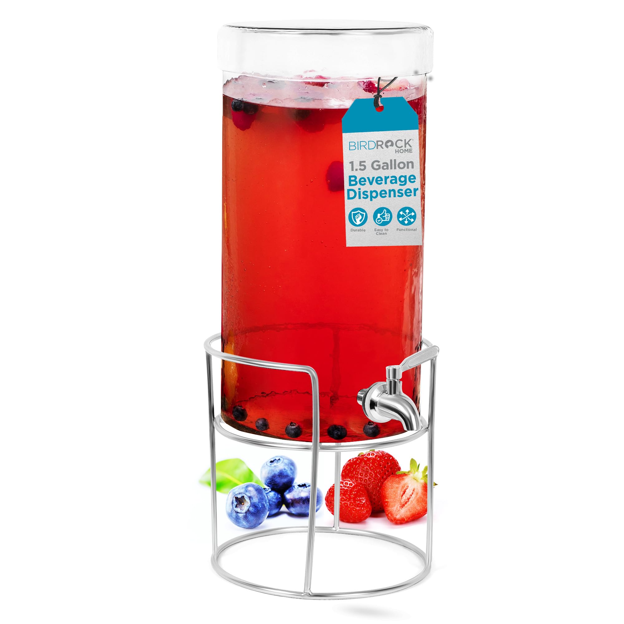 BIRDROCK HOME Dispenser Bevande Impilabile In Acciaio Inox - 2 Sezioni Da 1 Gallone, Per Limonata E Sangria