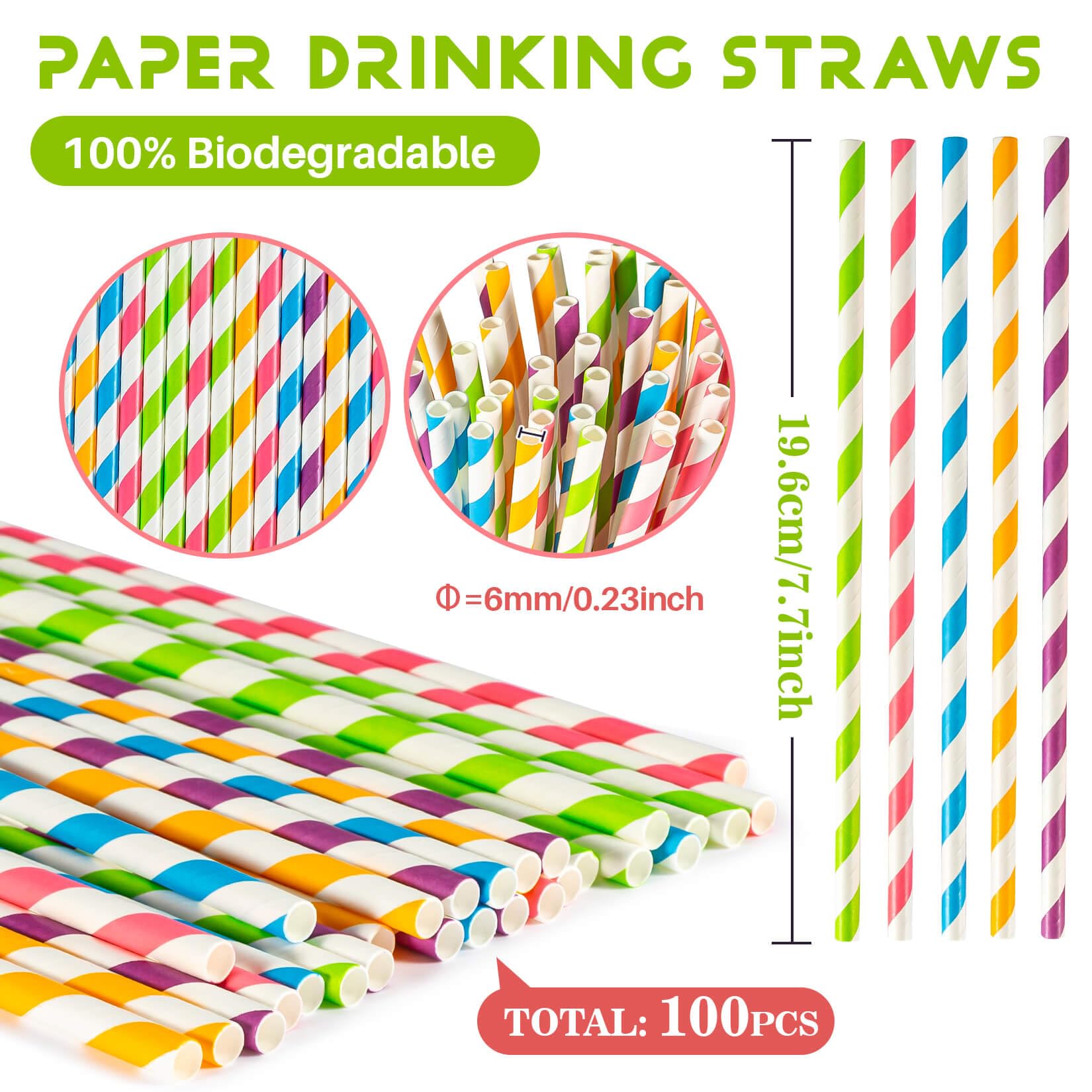 MAQIHAN Biodegradable Paper Drinking Straws - Eco-Friendly Disposable Straws - View #8