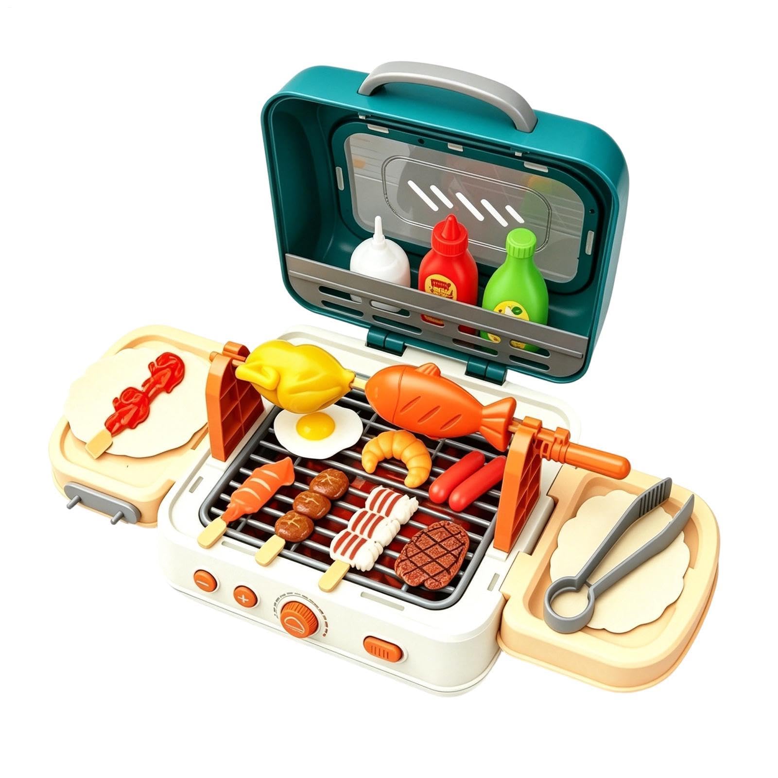 Zestaw grill BBQ dla dzieci Składany grill do gotowania z mgłą, dźwiękiem i | Zabawki do udawanej zabawy Na zewnątrz, pokój dziecięcy, podróż, biwak, Boże Narodzenie,