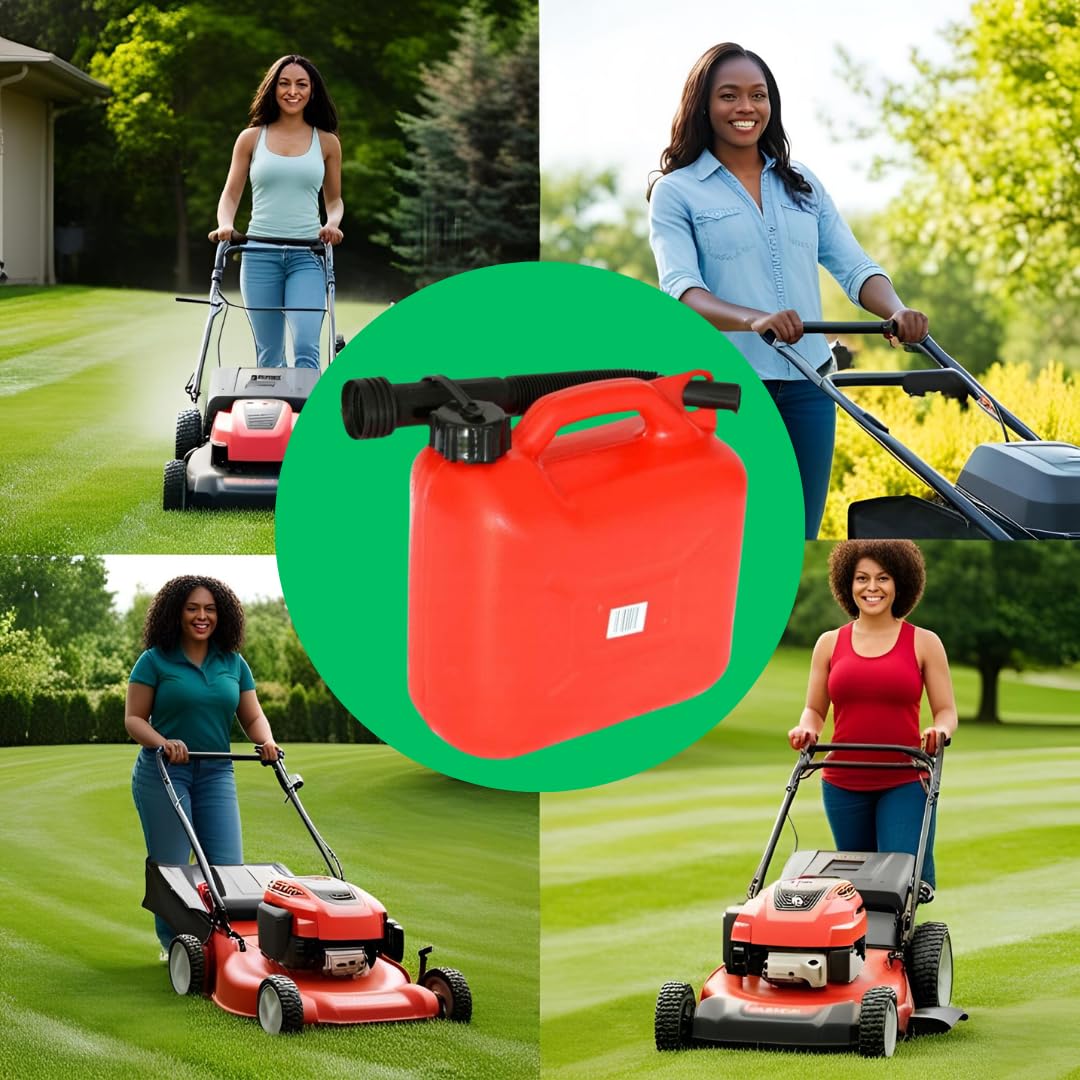 Jerrican Essence avec bec Verseur Rouge 5 L | Bidon robuste et étanche pour essence ou diesel, pratique comme réserve de carburant et facile à transporter