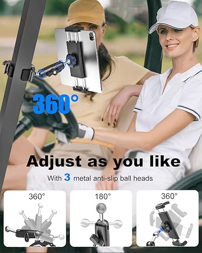 Miniatura 6 de Soporte para tableta y clip para iPad para tubos cuadrados y redondos, soporte de tableta de metal resistente para carritos de golf, tractor,
