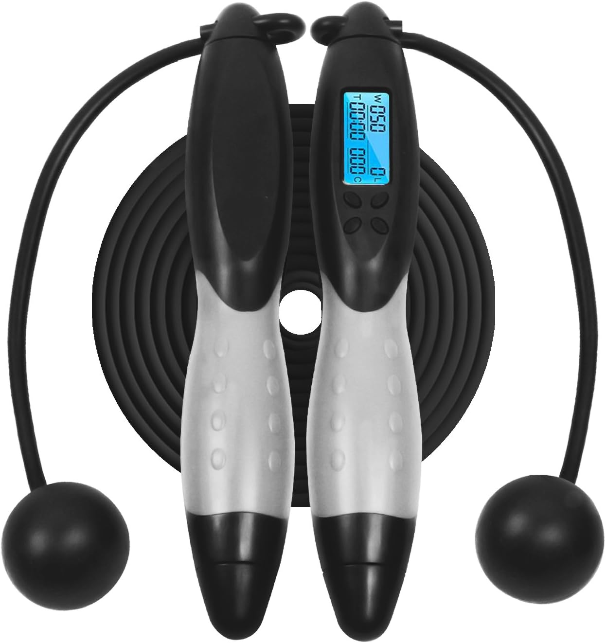 Indoor Outdoor Digital Jump Rope​,Adjustable ​Counting Calorie Counter Jump Ropes,Fitness Sport Skipping Ropes with Alarm Reminder Weight Setting for ​Adult Lady Children Wokout(Black Ash)