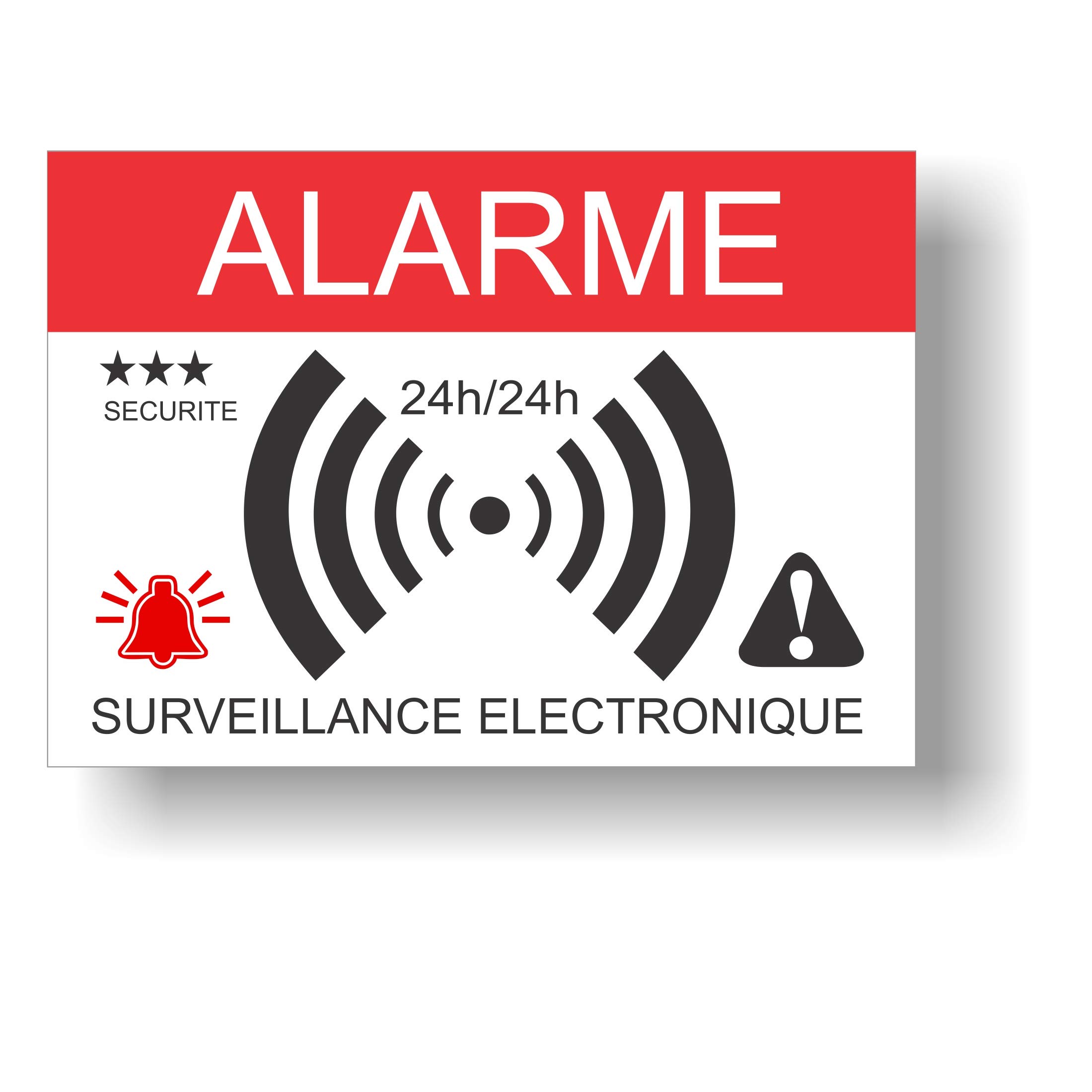 2 Alarmschilder AJAX – Schwarz, Aluminium, Selbstklebend, 14x9 Cm & 8x6 Cm, Zur Abschreckung