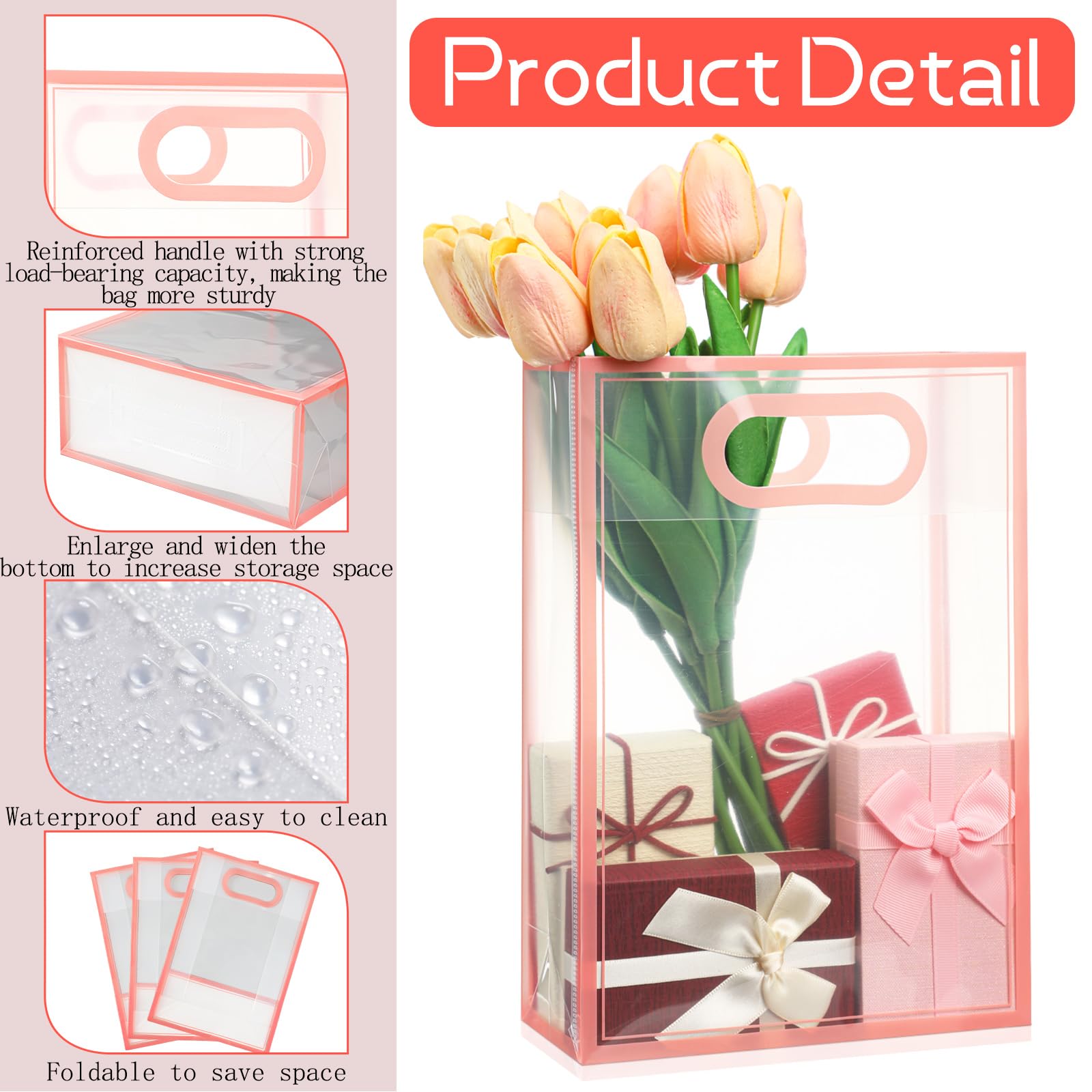 Transparente Geschenktüten Mit Schleife – 8 Stück, 26x18x8 Cm, Aus PP-Kunststoff, Wiederverwendbar Für Weihnachten & Hochzeiten