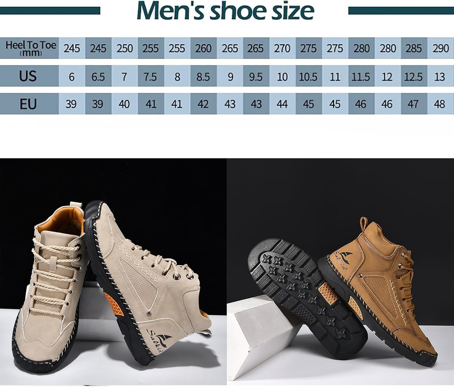 Men's Casual Handmade Leather Boots Fashion Comfortable Arch Support Wide Walking Driving Shoes Non-Slip Outdoor Ankle Boots - Image 7