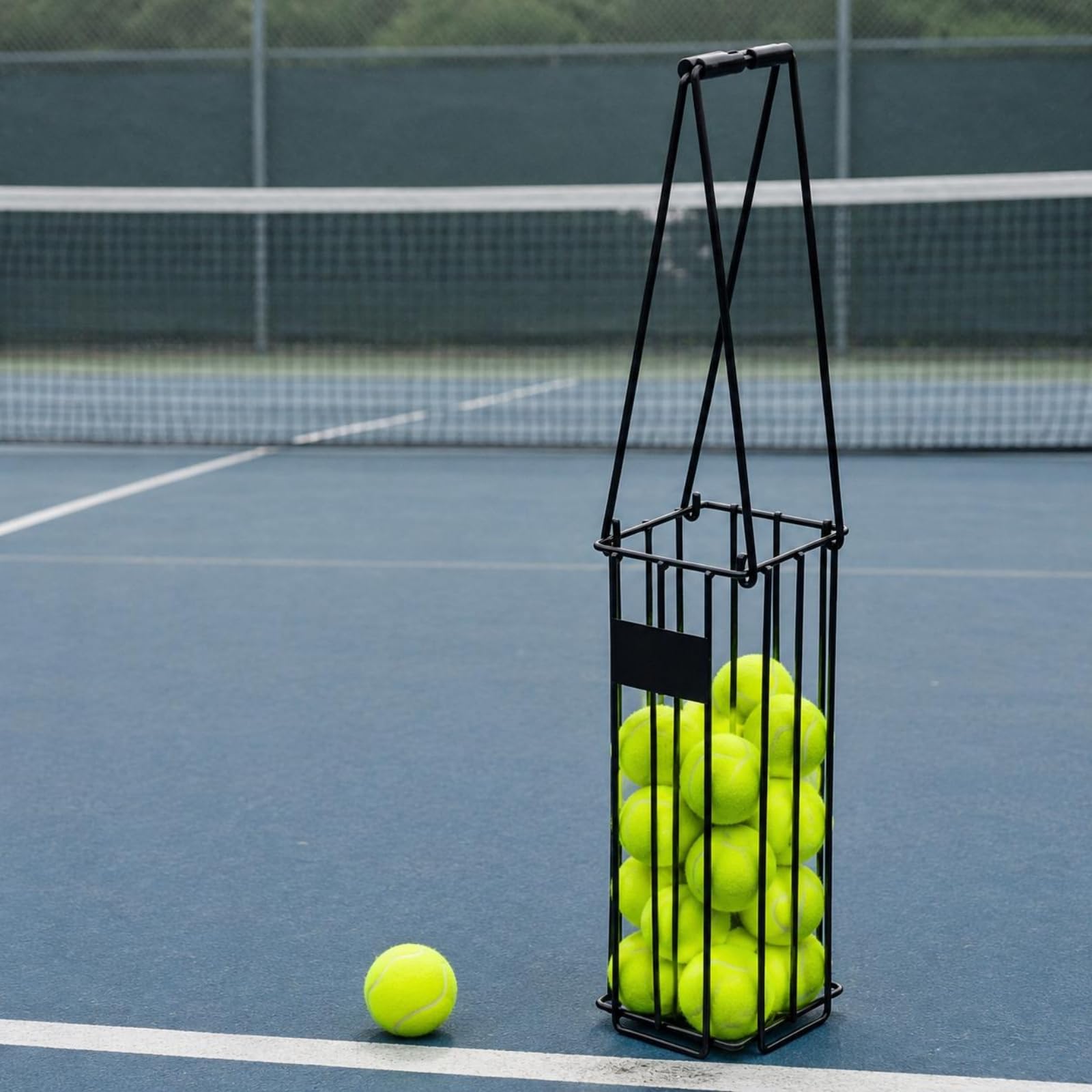Perfeclan Recogedor de Pelotas de Tenis con Cuerpo de Jaula Abierta y Metal Resistente para Transporte Fácil y Recogida Rápida Adecuado para Juego Competitivo