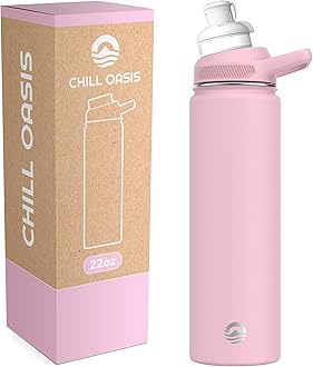 Water Bottle | Compatible With Popular Flavor Cartridges | BPA Free, Leak Proof, Double-Walled Vacuum Insulated Stainless Steel, and Dishwasher Safe | Cold for 24 Hours (Pink, 22oz)