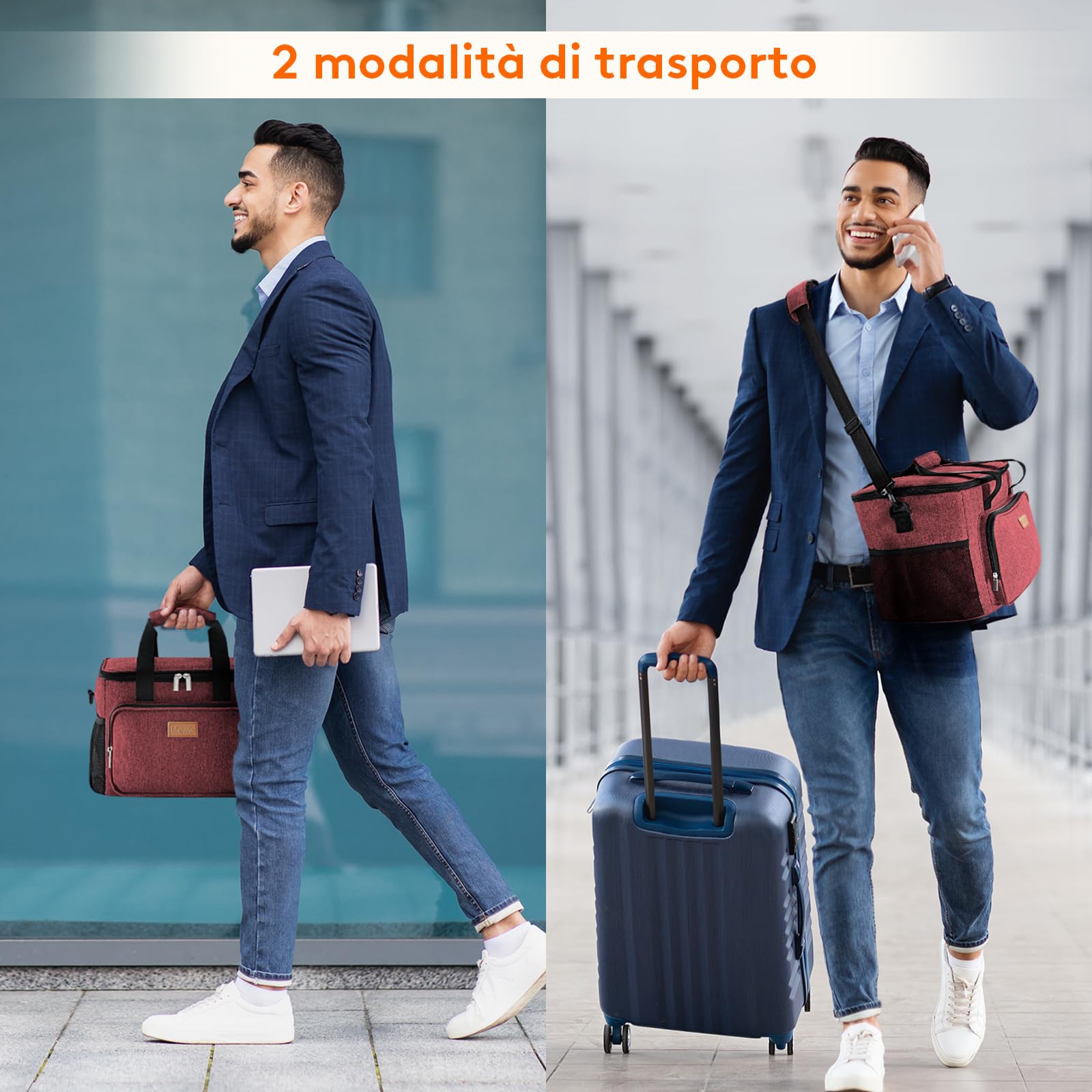 Lifewit Borsa Termica Porta Pranzo 15L(24 Lattine), Grande Borse Frigo Pranzo Ufficio per Uomo e Donna, Lunch Bag per Lavoro, Mare, Viaggio, Spiaggia, Borgogna