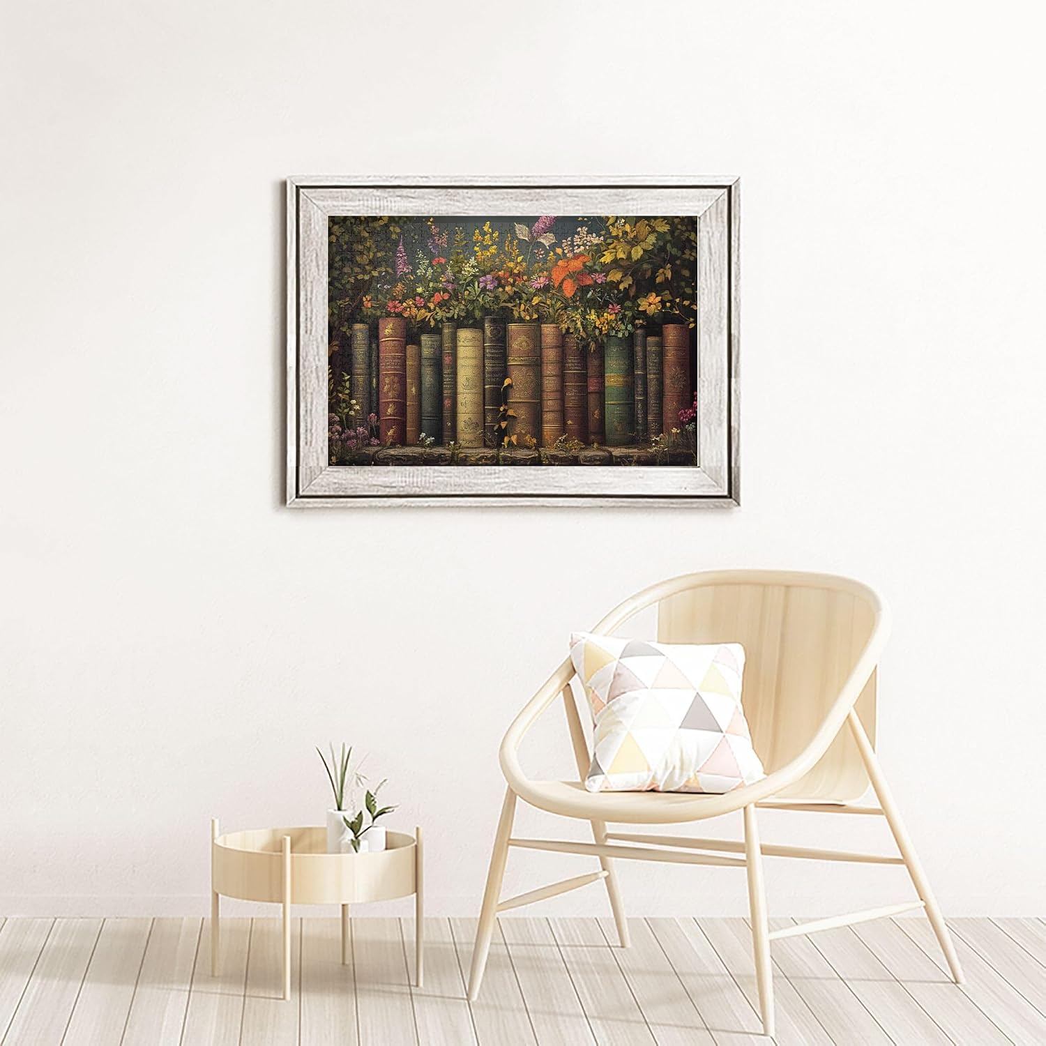 Vintage Books & Flowers, Wooden Puzzles Jigsaw, Puzzles for Adults 1000 Pieces, Vintage styless Adult Artwork, Creative Activity Hobbies for Adults, Adult Stress Relief Party Puzzle Game