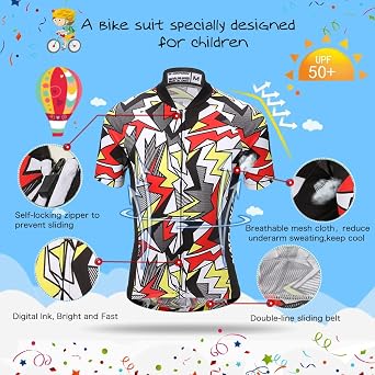 Amur Leopard Completo Da Ciclismo Per Bambini – Maglia A Maniche Corte + Pantaloncino, Tessuto Traspirante E Asciugatura Rapida, Protezione UV 50+, Per Ragazzi E Ragazze