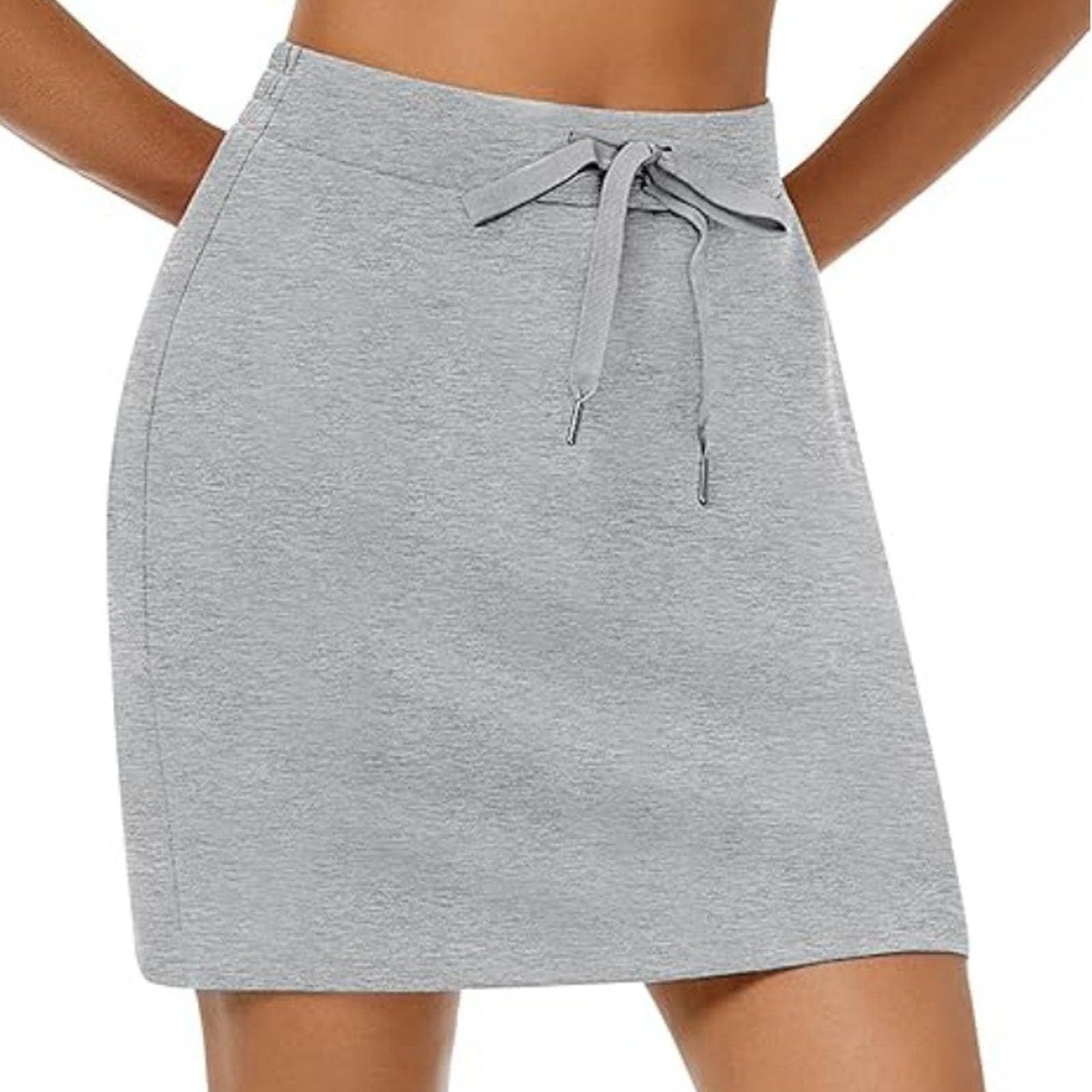 HswsEJ Skirt with Shorts Underneath Stretchy Workout Shorts Dressy Casual Summer Athletic Tennis Wrap Mini Skirts with Pockets Drawstring High Waisted Skirt Pencil Skirt for Women Tummy Control
