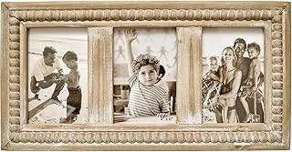 Rustic Distressed Picture Frames Collage with Decorative Beads, 3 Opening 4x6 Photo Frames Farmhouse Picture Frame for Table or Wall Hanging, Gift Idea for Family and Friends