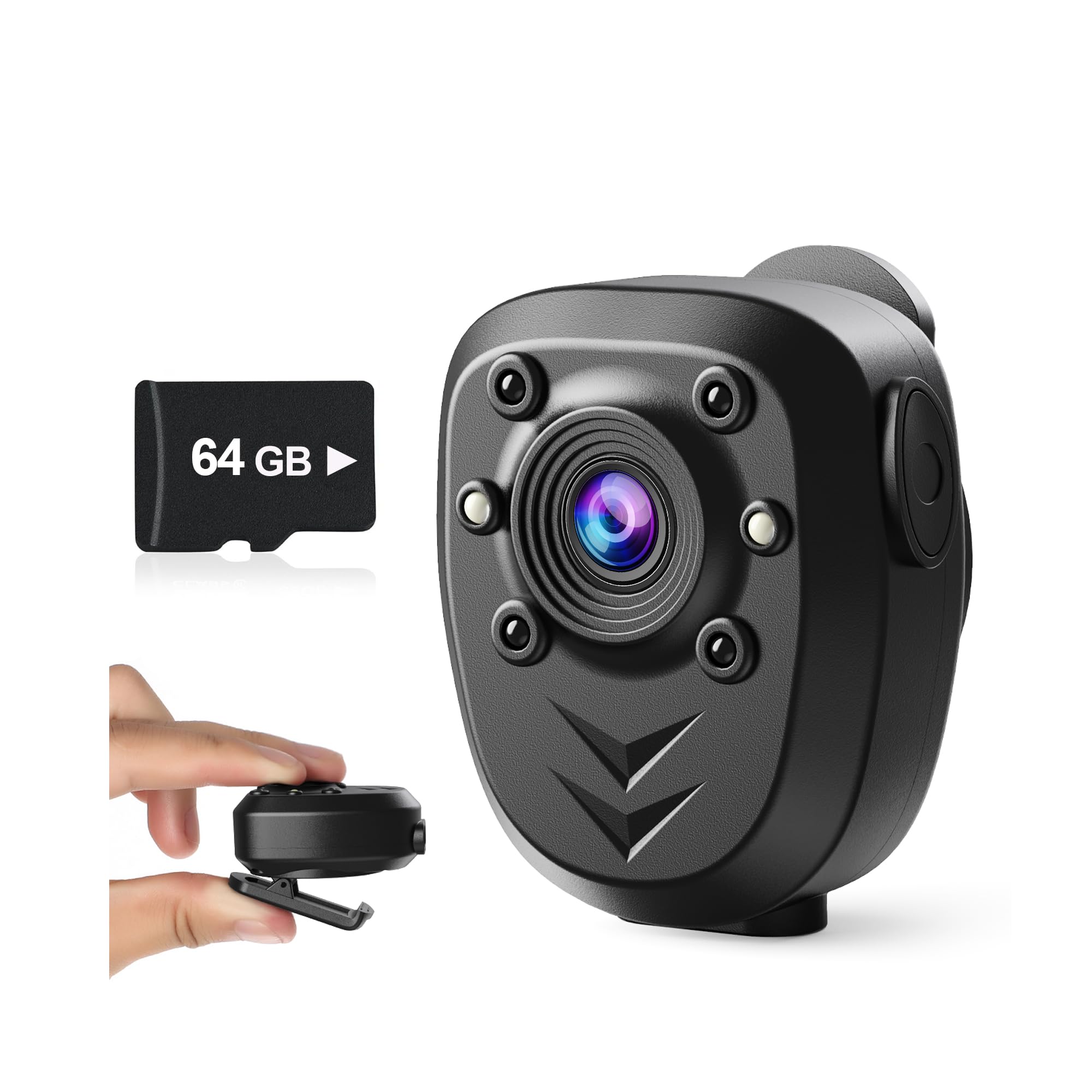 Body Camera with 1080P Recording Spy Hidden Wireless Cam Built-in 64GB Card 1080P Police Recorder Security Cam with Night Vision Dash Cam for Home/Outdoor/Law Enforcement/Cop Guard (64G)