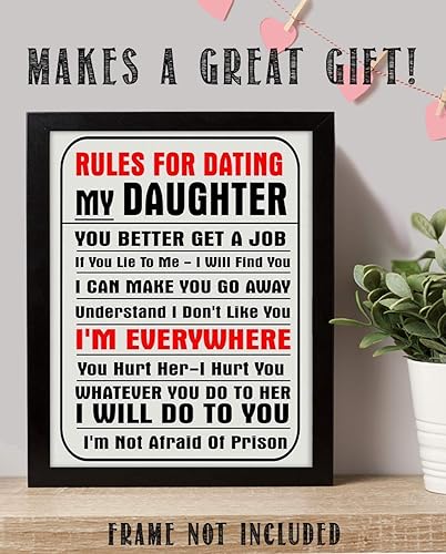 Miniatura 4 de 'Rules For Dating My Daughter' Wall Art Print - 8x10" Funny Sign Print Ideal for Home Wall Decor, Man Cave Decor, Garage Decor & Bar Decoration. Fun