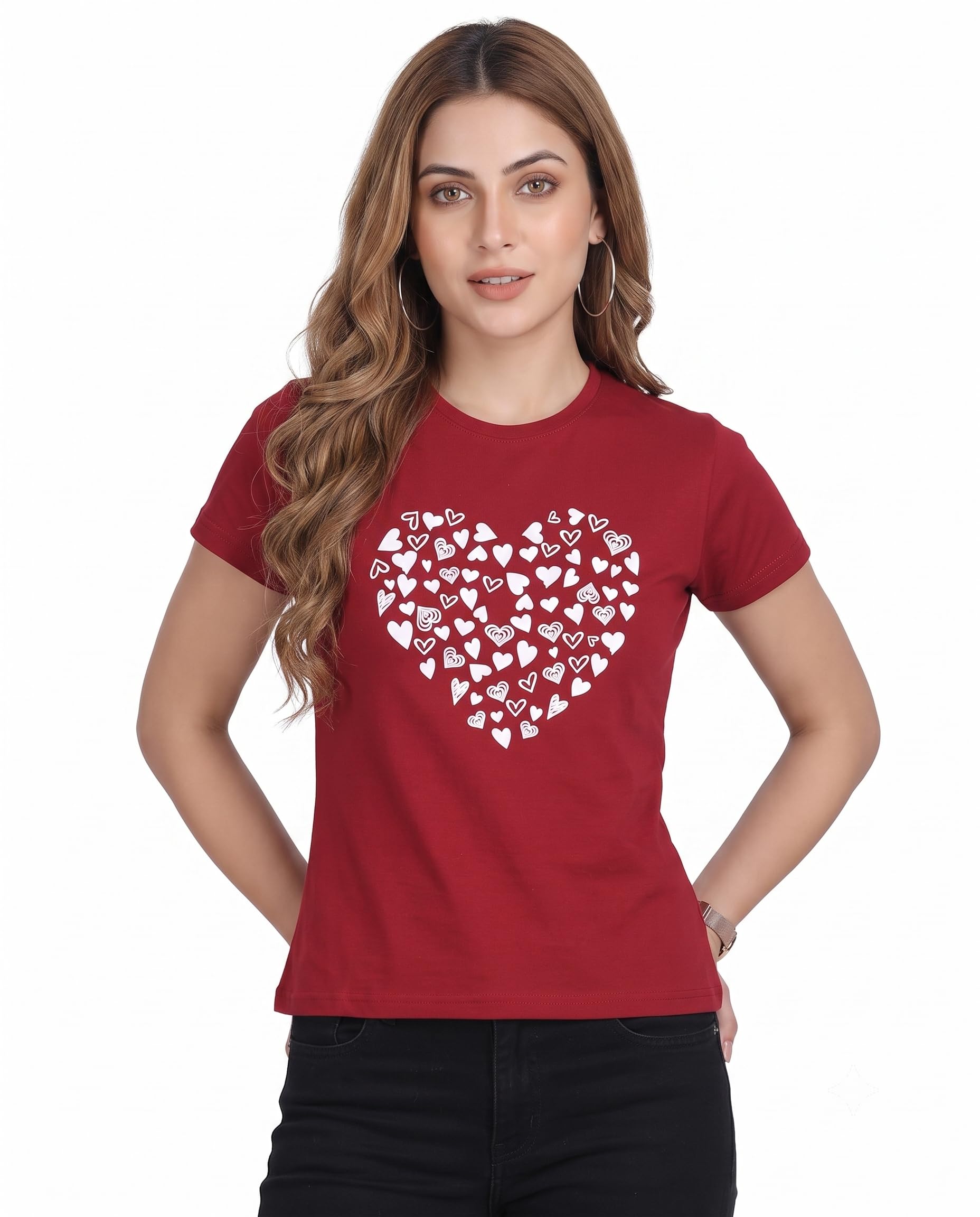 100% Cotton Printed T Shirt for Women | Round Neck Half Sleeve Casual Graphic Tee | Soft Lightweight Breathable Regular Fit Cotton T-Shirt Summer Top for Girls & Women-image-15