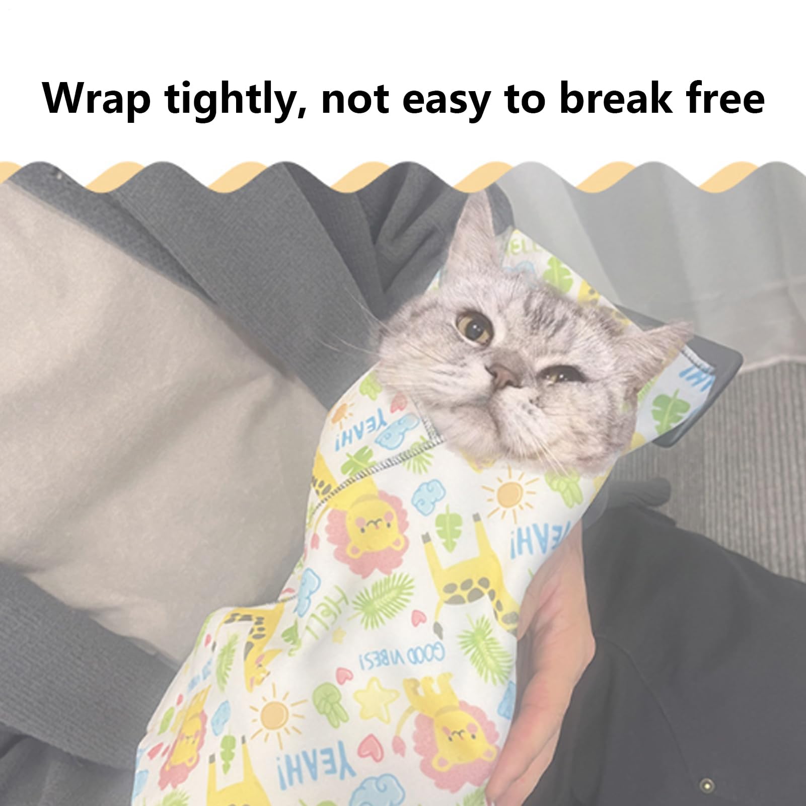 Couverture en tissu pour chat - Réglable - Anti-rayures - Feuille d'enterrement adhésive - Bains de bain pour chat - Doux - Résistant aux morsures - Pour un repos calme
