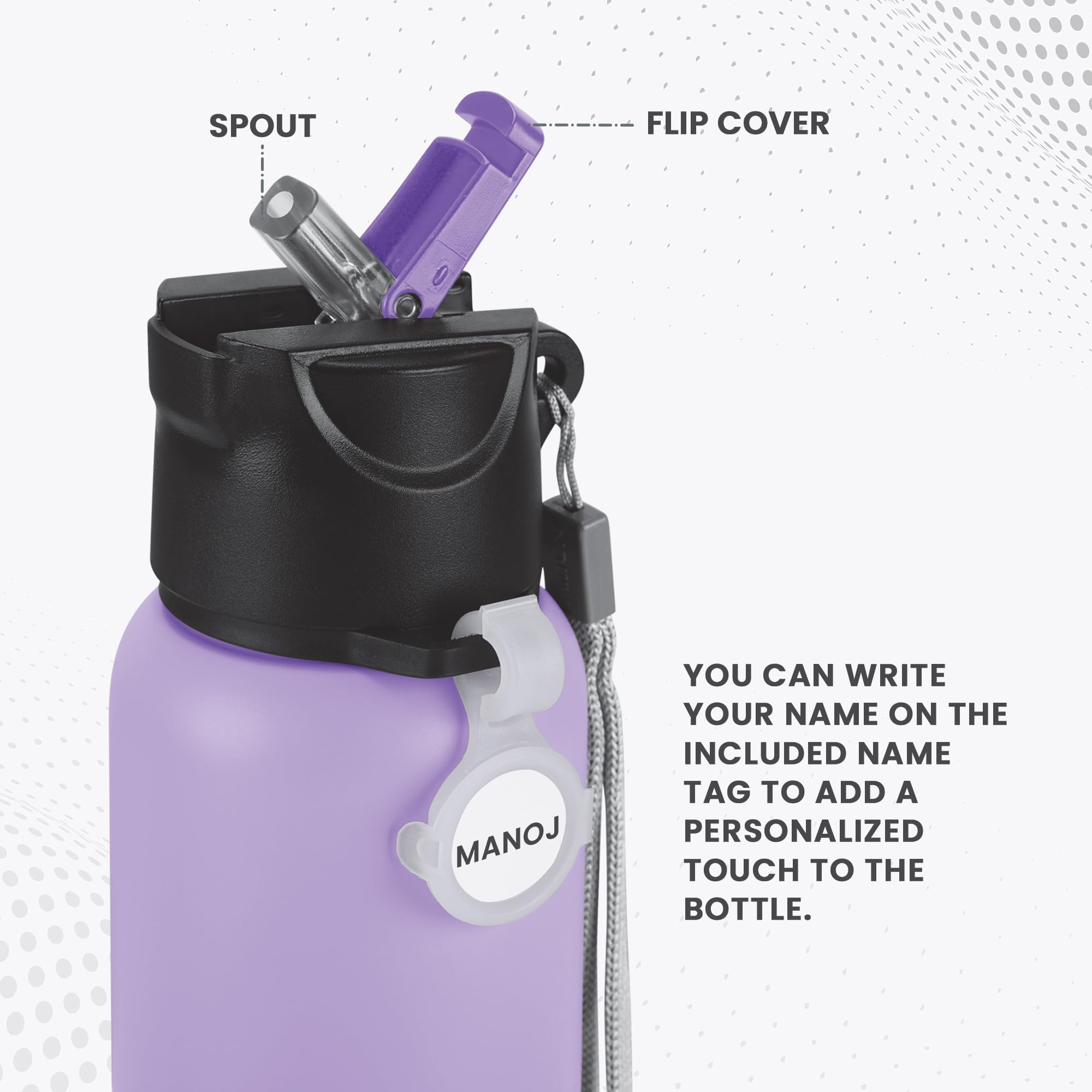 MILTON Sipstar 600 Stainless Steel Sipper Water Bottle 560 ml, Single Walled, ISI Certified I Leak Proof Lid, Rust Proof I for School, Office, Gym I Purple — Amazon image 5