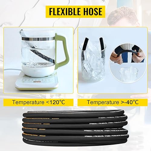 Miniatura 5 de Manguera hidráulica de 3/8 pulgadas x 100 pies, 4800 PSI enrollada con 2 trenzas de alambre de acero de alta resistencia, manguera de aceite