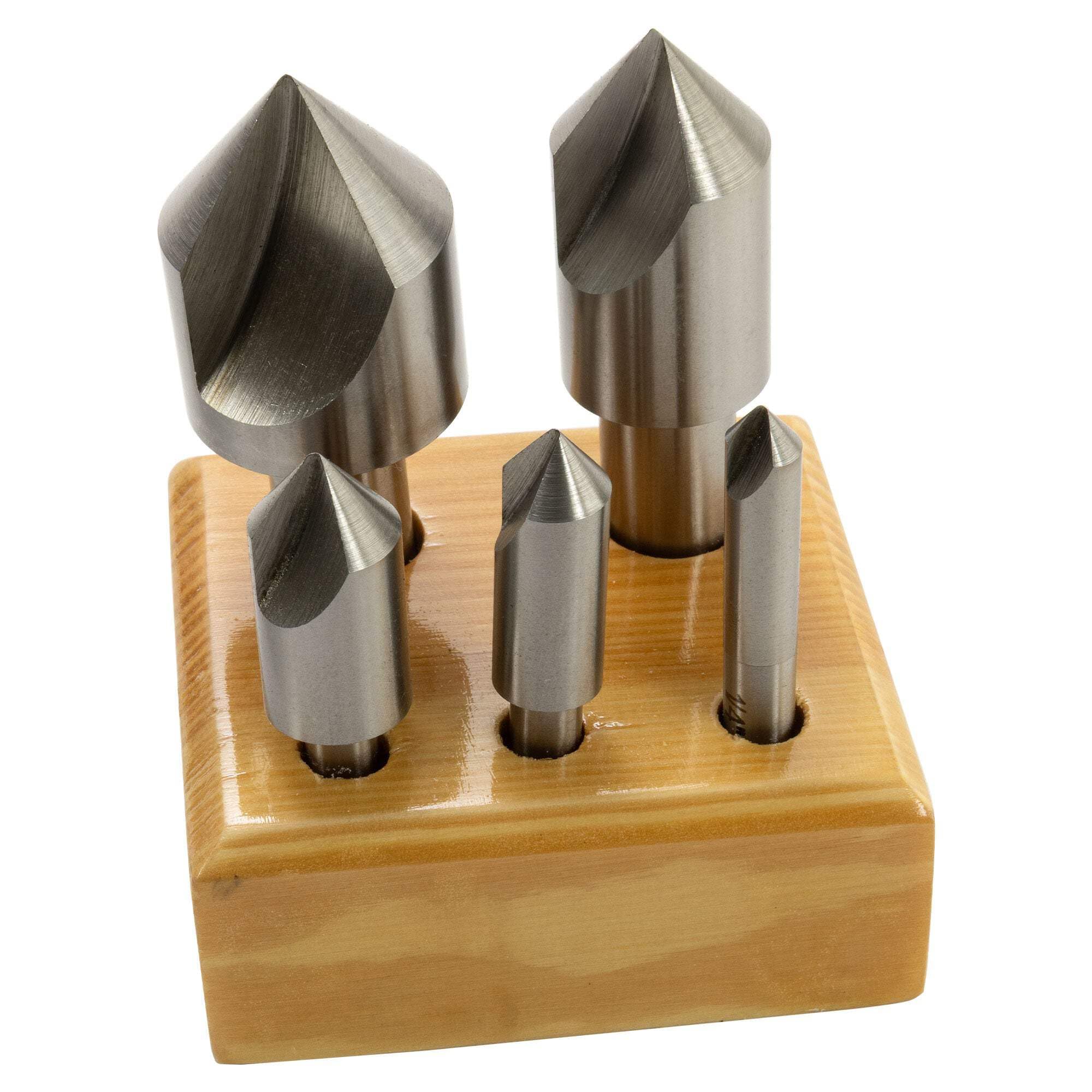82 Degree Single Flute Countersink Set of 5-82 Degree Point Angle
