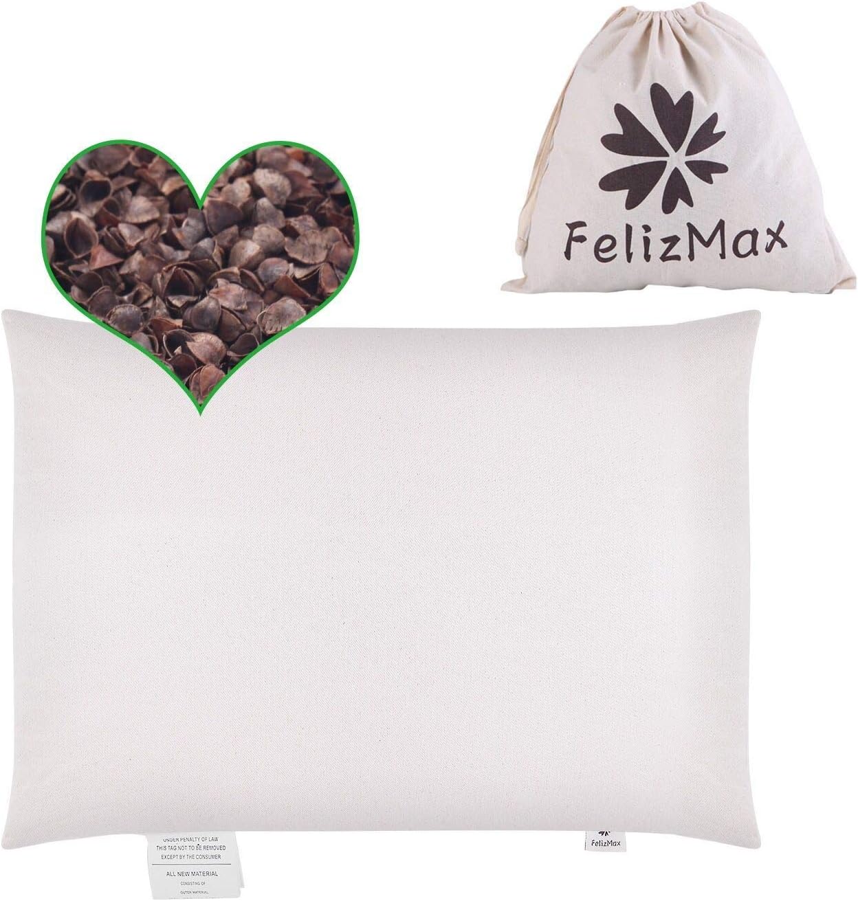 Organic Grown Buckwheat Hulls/Husks Pillow for Neck Support