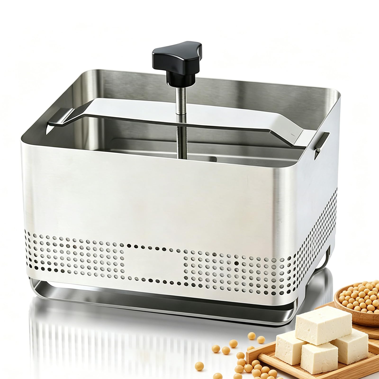CHANGLKJ Commercial Tofu Pressing Mold, Tofu Press Paneer Maker With Tofu Press Cloth And Drip Tray, Thickened 304 Stainless Steel And Detachable To Clean Easily, For Kitchens, Food Workshops L