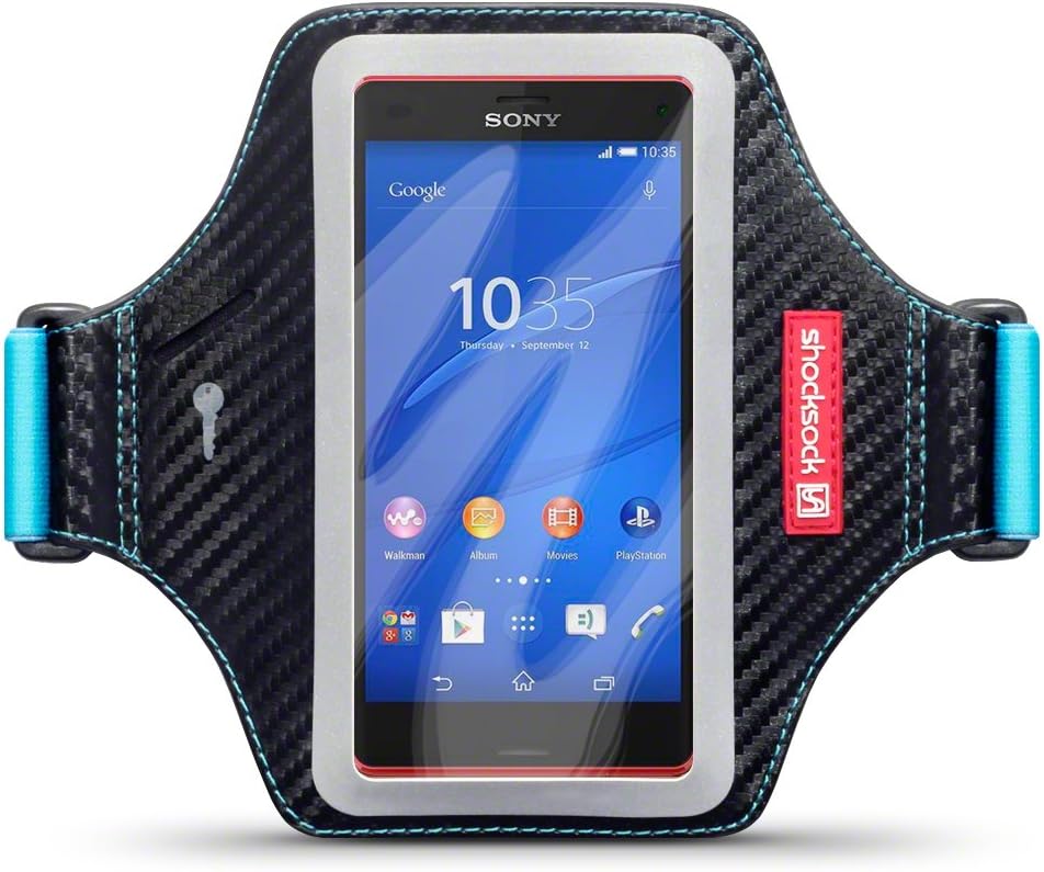 Sony Xperia Z3 Compact Case, Shocksock [Reflective] [Black Blue] Sony Xperia Z3 Compact Armband Sports Gym Bike Cycle Jogging Armband with Adjustable Elastic - Black & Blue