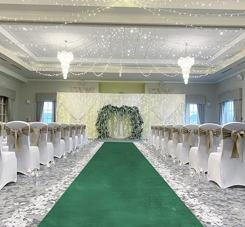 Miniatura 5 de Alfombra verde para fiesta, 2.5 x 15 pies, terciopelo verde, para ceremonia de boda al aire libre