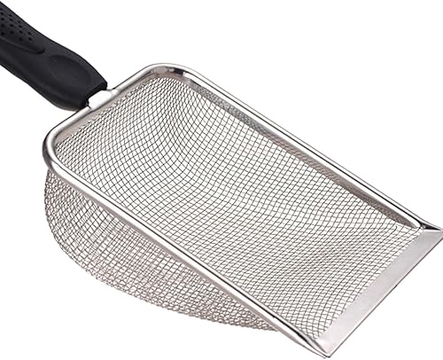 Miniatura 3 de KLKCMS Arena para gatos, acero inoxidable, tamizado profundo con mango de madera, arena de metal para caja de arena, como se muestra, 10.8 in x 3.9