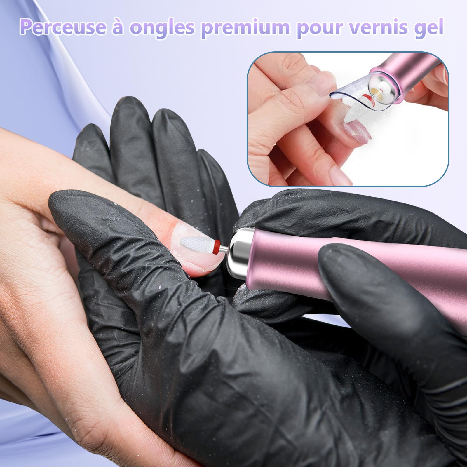 Ponceuse pour ongles électrique professionnelle 35000 tr/min sans fil – Lime à ongles électrique pour gel & acrylique, manucure & pédicure, écran LCD, USB-C, 12 embouts + 36 bandes