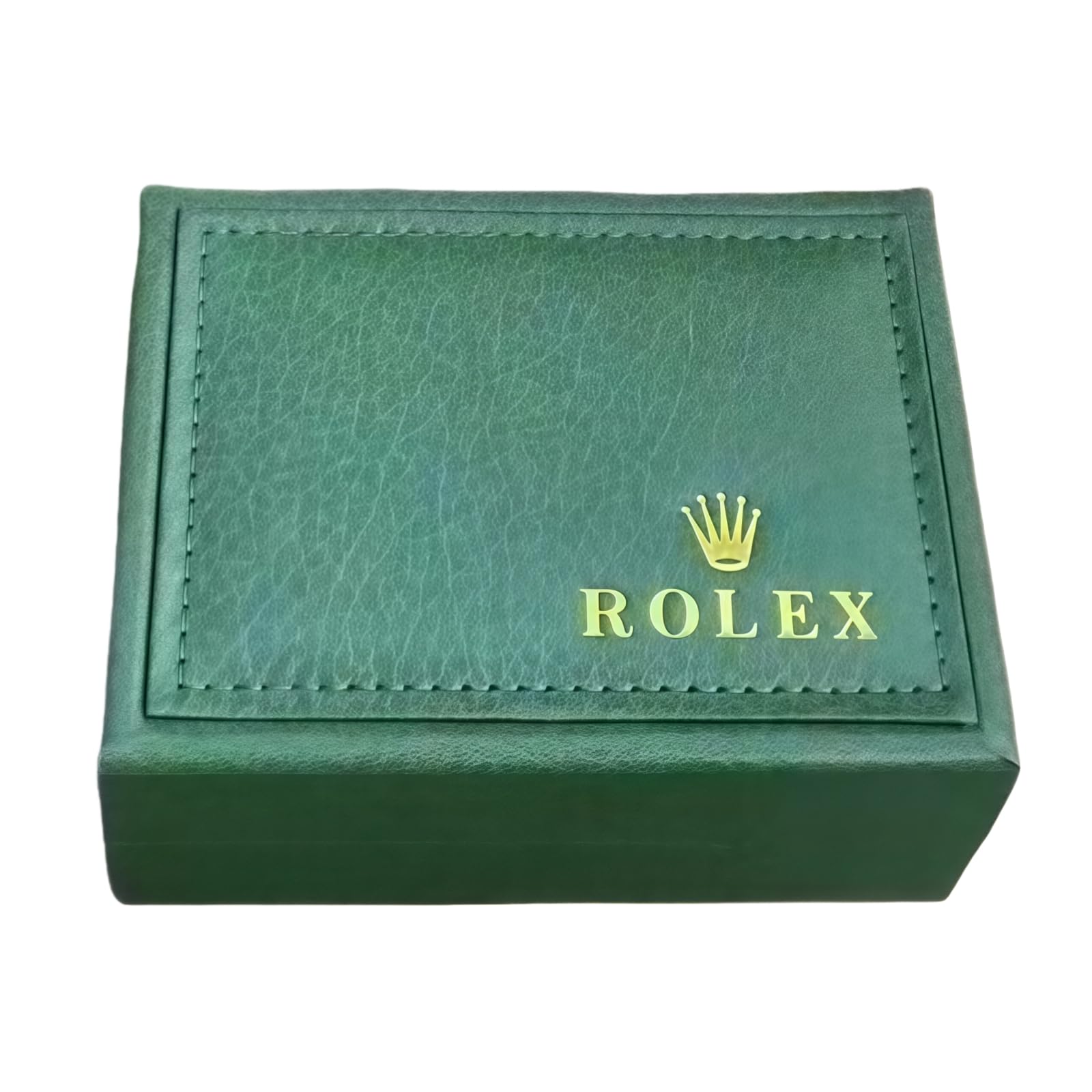 Portatile Conservazione Custodia Orologio Verde Finta Pelle Cucito Bordo Singola Griglia Crema Velluto Organizzatore Scatola per Rolex