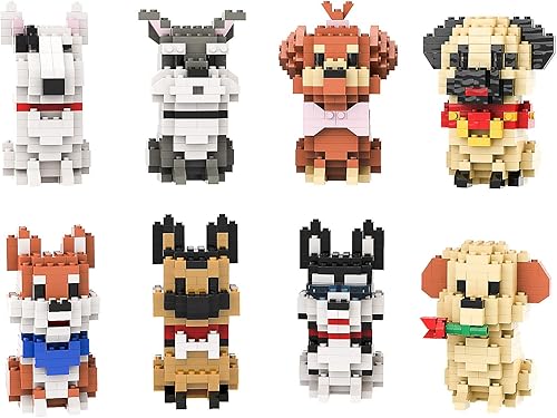 SEMKY Micro Mini Blocks Dog Series Pets Dog Set 8 en 1 Animal Model Set, (1616 piezas) - Juguetes de construcción y mascotas, regalos para niños y