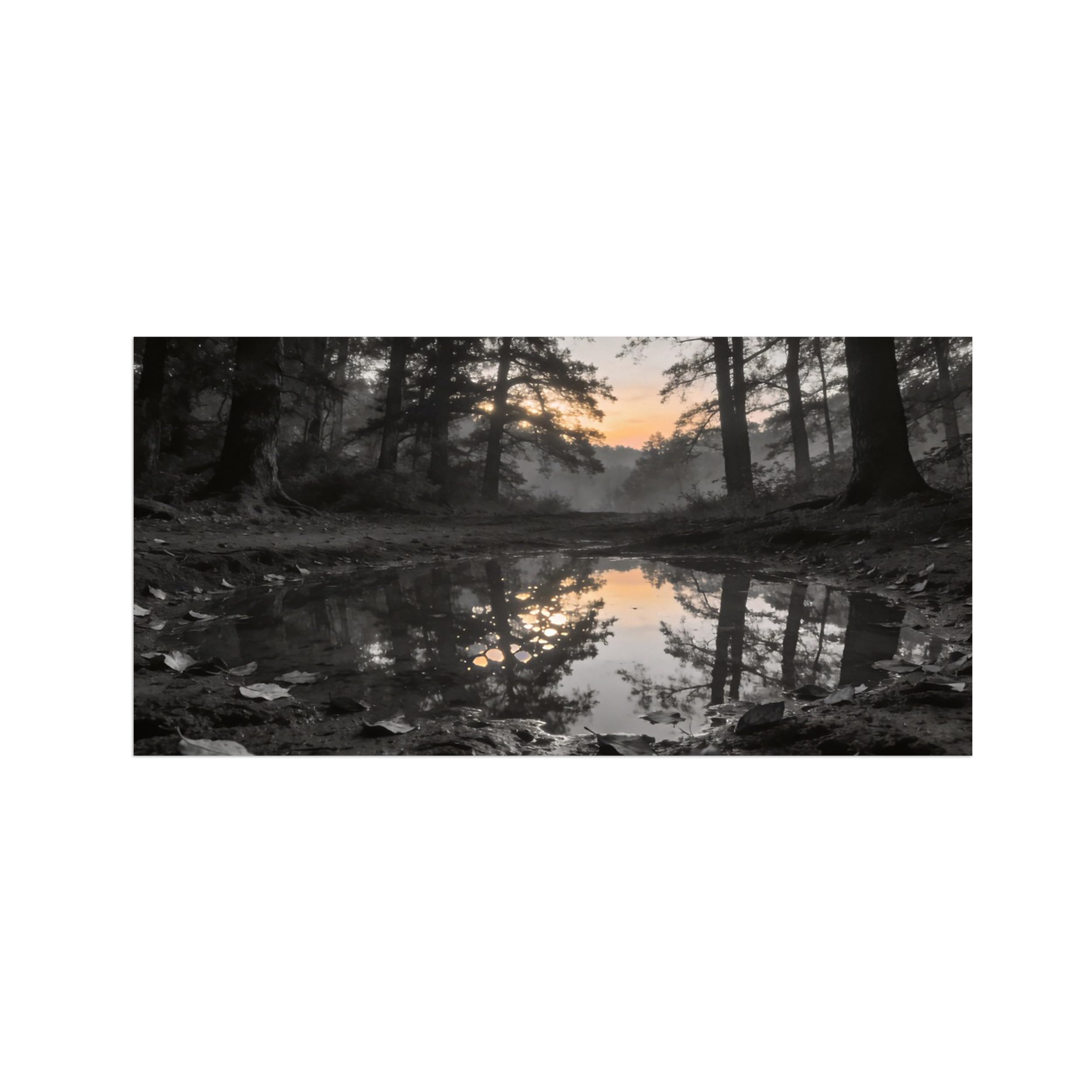 OZPWBVY Black and White Landscape Print Painting-Tree Lake Sunrise-Minimalist Canvas Wall Art Picture for Home Decor 27x55in 70x140cm Unframed