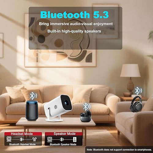 Miniatura 5 de Proyector con Wifi y Bluetooth, mini proyector de habitación, aplicación incorporada y altavoces, proyector nativo 1080P, compatible con 4K,