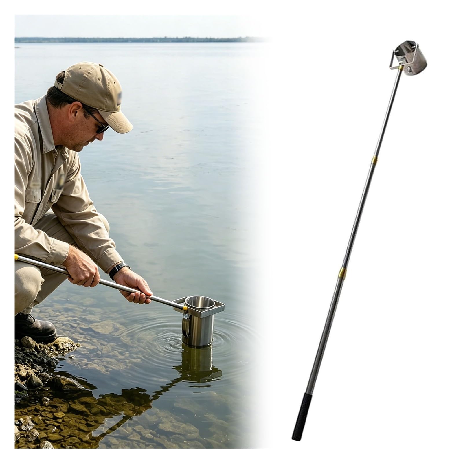 JYHHCYS Telescopic Sampling Dipper for Rivers, Water Quality Sampler Device with 500ml Or 1000ml Measuring Beaker, Pendulum Beaker Sampler Ladle for Water Testing(1000ml,4-16.4ft)