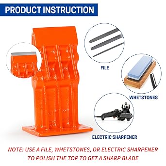 Manual Log Splitter,High Visibility Splitting Base, Safe and Efficient Firewood Log Splitter & Kindling Splitter -Cast Iron- Small & Medium Logs, Perfect for Gardening and DIY
