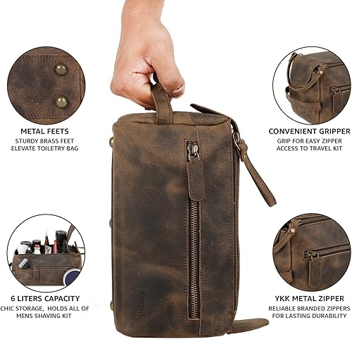 Miniatura 8 de Komalc - Neceser de viaje unisex de piel de búfalo