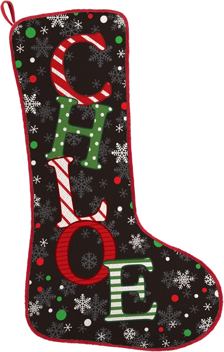 Calcetín navideño personalizado Let's Make Memories - Calcetín navideño con nombre festivo - para familia - Diseño oscuro