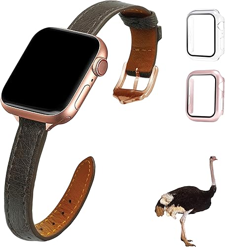 Miniatura 1 de Handmade Women Ostrich Leather Band Compatible with Apple Watch Ultra 49mm 45mm 44mm 42mm 41mm 40mm 38mm Ostrich Wristband Replacement Strap for