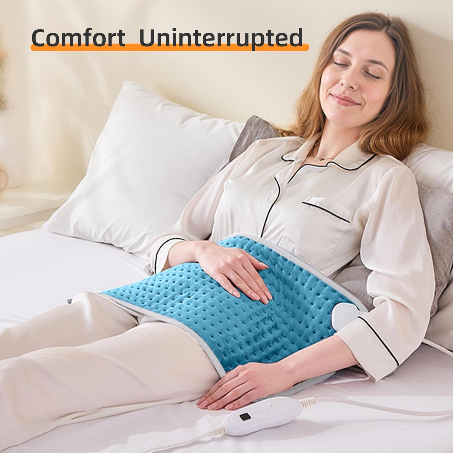 RAINOVA Heating Pad Electric Throw for Back Pain & Cramps Relief, 17''x33'' Electric Pad with Auto Shut Off, Heated Pad- 6 Heat Settings,Christmas Gifts for Women, Men, Mom, Dad(Blue)