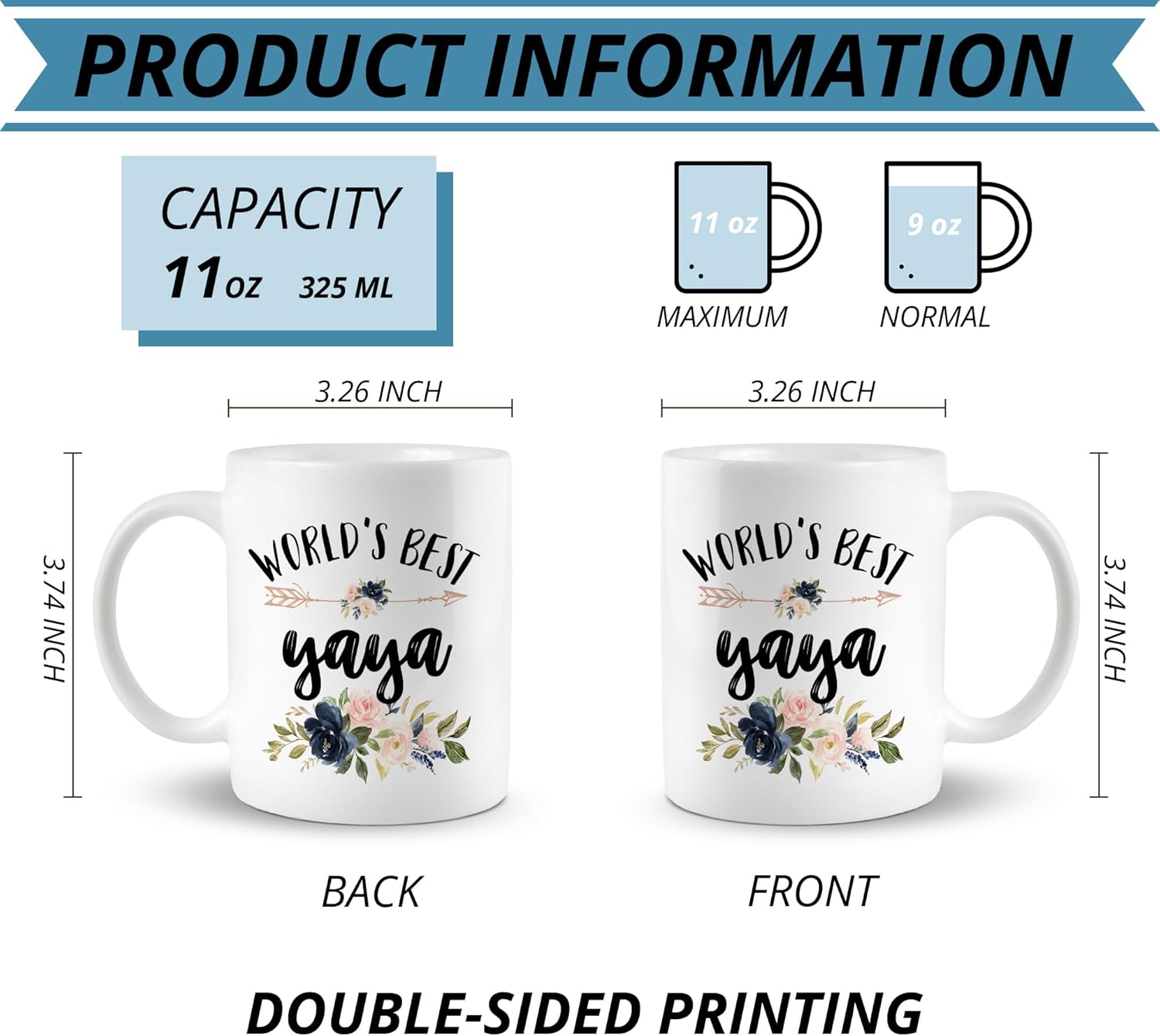 Yaya Mug, Yaya Coffee Cups Ceramic, World's Best Yaya Coffee Mug, Yaya Gifts, Yaya Gifts Grandma, Gifts for Yaya, Grandma Gifts, Best Grandma Gifts, Grandma Coffee Mug Gifts for Yaya - Image 7