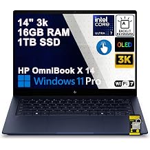 HP OmniBook X 14 Laptop Previously Elitebook X 14" 3k OLED 120Hz Touch Intel 8-core Ultra 7 355 49 AI Tops 16GB RAM 1TB SSD Backlit for Creator Designer Business Professional Win11Pro ICP Hub