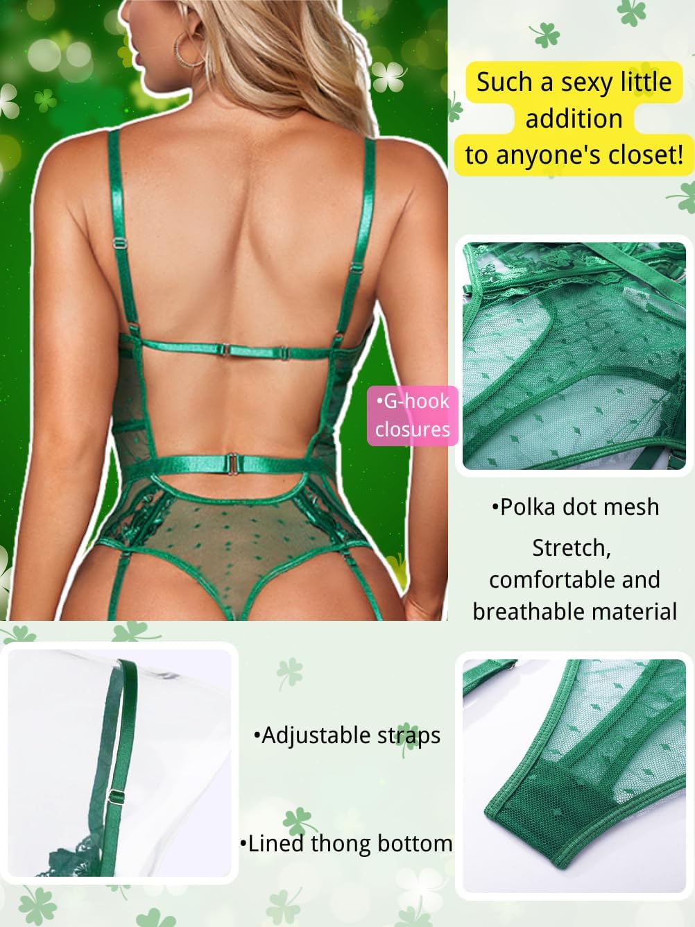 Kaei&Shi Floral Embroidered, Underwire, Removable Garter, Thigh Straps, Backless Bodysuit - Image 3