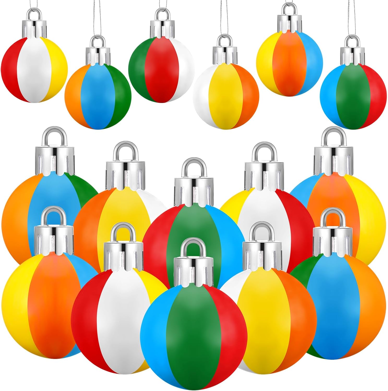 12 Pcs Mini Beach Ball Ornaments for Christmas Tree 3.15 Inch Shatterproof Plastic Summer Hanging Balls Decoration for Christmas Hawaiian Party Tropical Decorative Supplies(Classic)