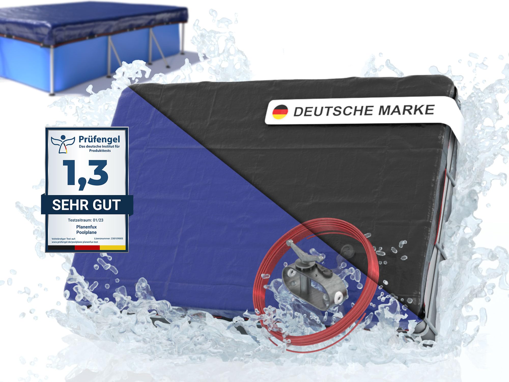 Planenfux® Poolabdeckung rechteckig 400x200 cm | 2-in-1 Poolplane aus 200g/m² PE Material | Sommer & Winter Abdeckung für Schwimmbecken | Solarplane Pool Plane 4x2 m | 460x260cm Schwimmbad Abdeckplane
