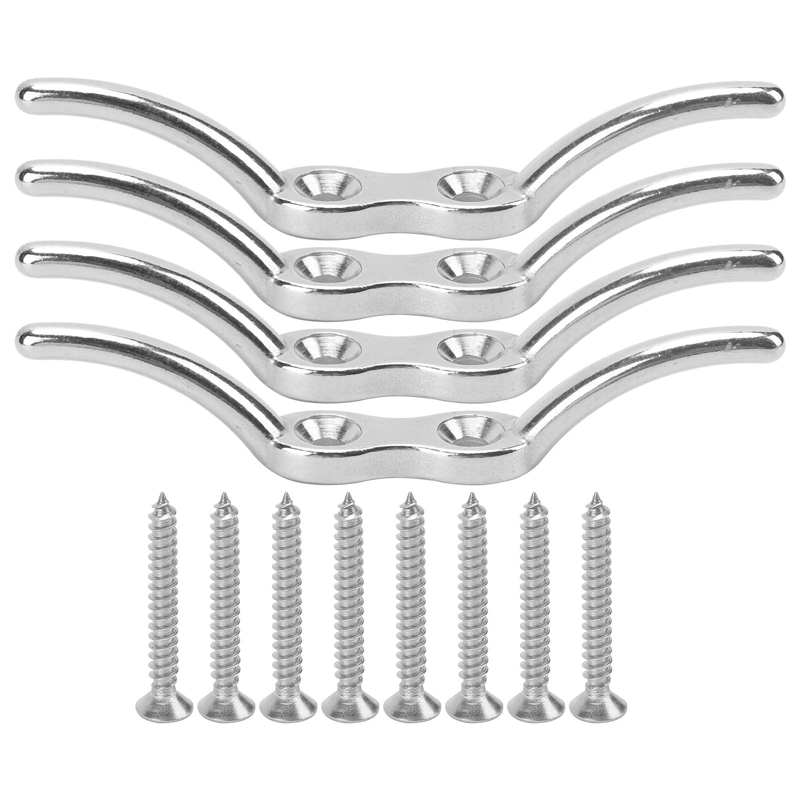Yuecoom Rope Cleat Hook,Metal Flagpole Rope Cleats,Boat Rope Cleats Hook,4in Rope Cleats with Screw for Fixing Flagpoles, Boats, Sunshades