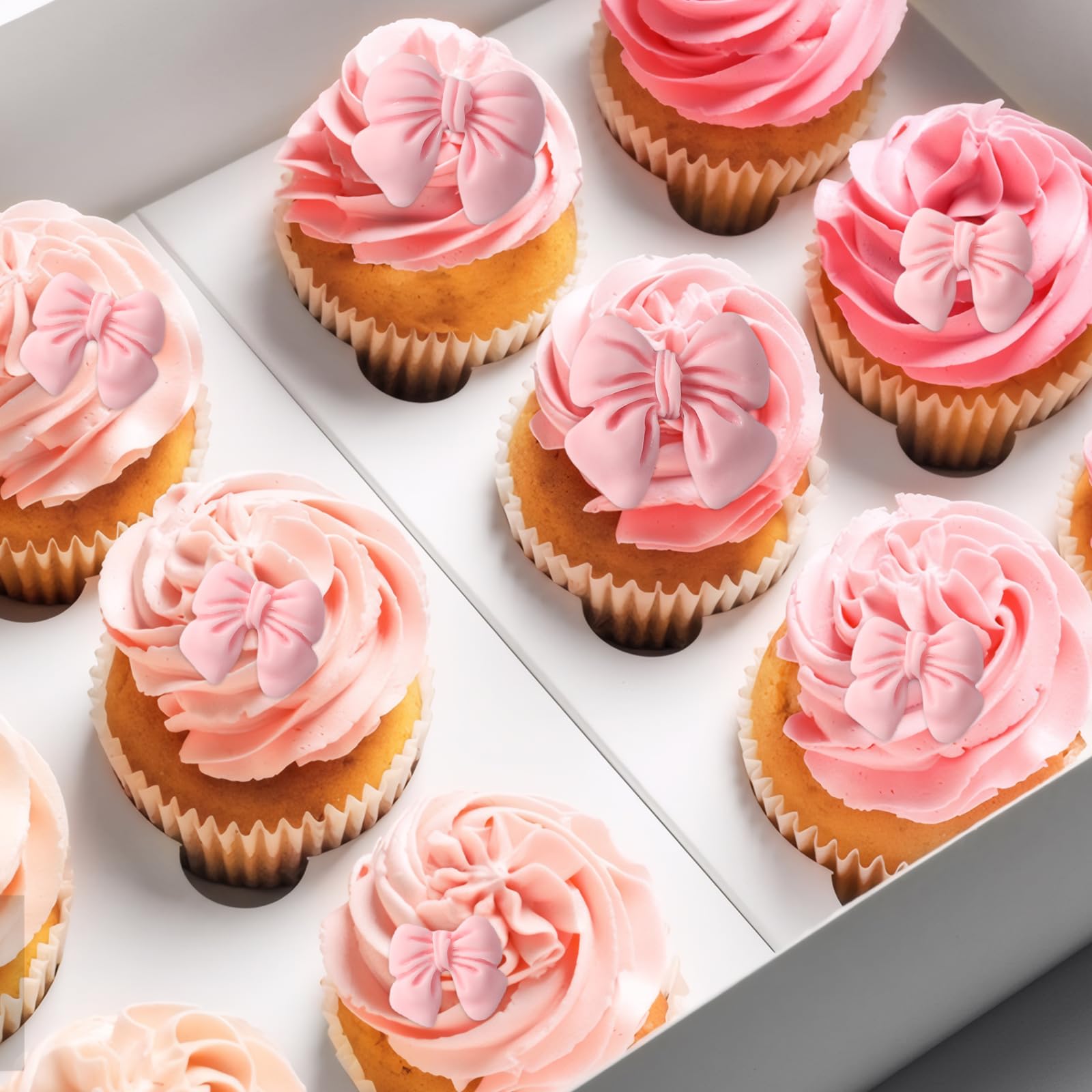 40 PCS Bow Cake Topper, Exquisite Bow Cupcake Toppers, Single Bride Engagement Wedding Baby Shower Party Decorations